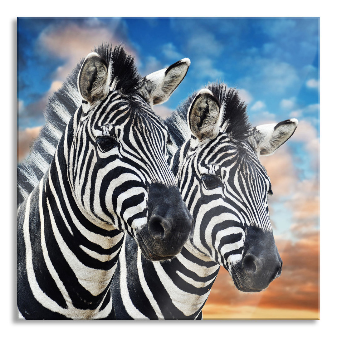 Glasbild Zebra-Paar