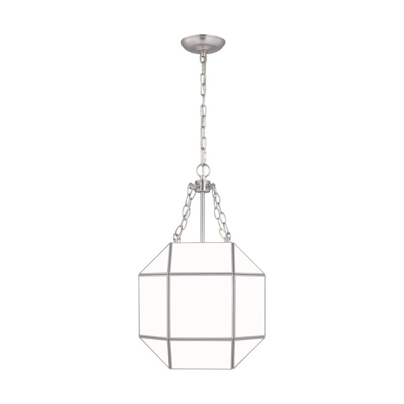Morrison 3 - Light Pendant, 23.25" H x 13.5" W x 13.5" D, Brushed Nickel, White