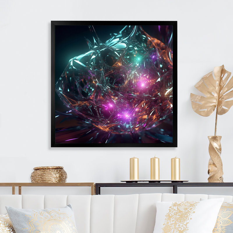 Atomic Abstraction Photonic Crystals - Print, 16" H x 16" W x 1" D, Black Single Picture Framed
