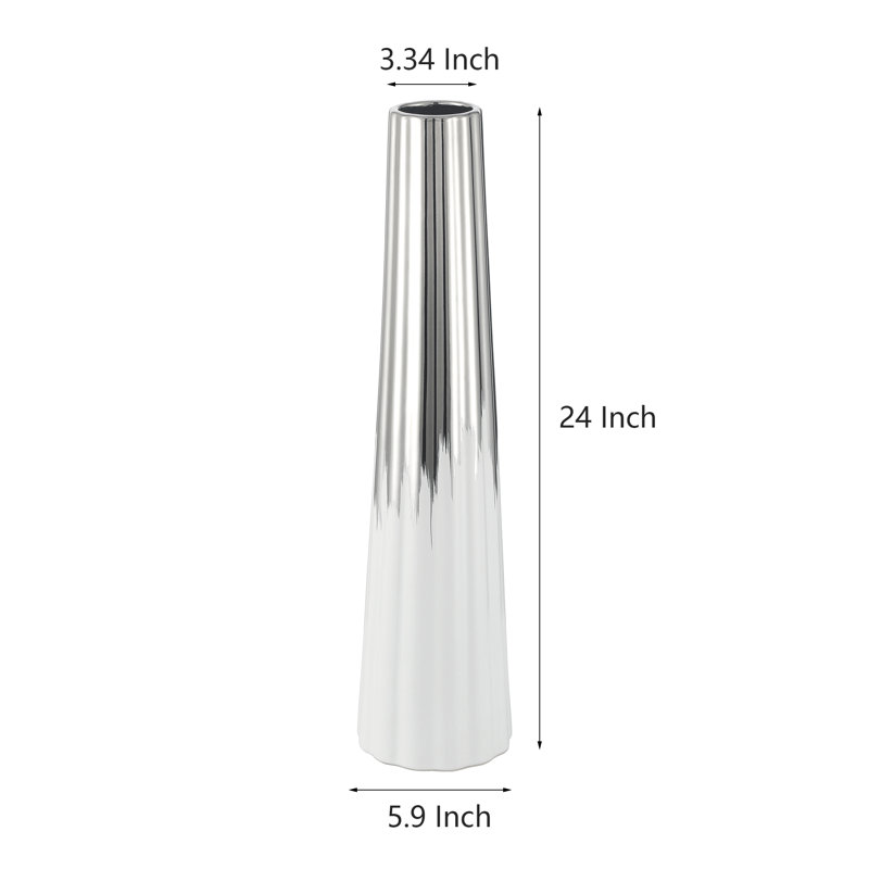 24''H Ceramic Minimalistic Tall Floor Cone Decorative Vase, Decorative Floor Vase for Home Decor