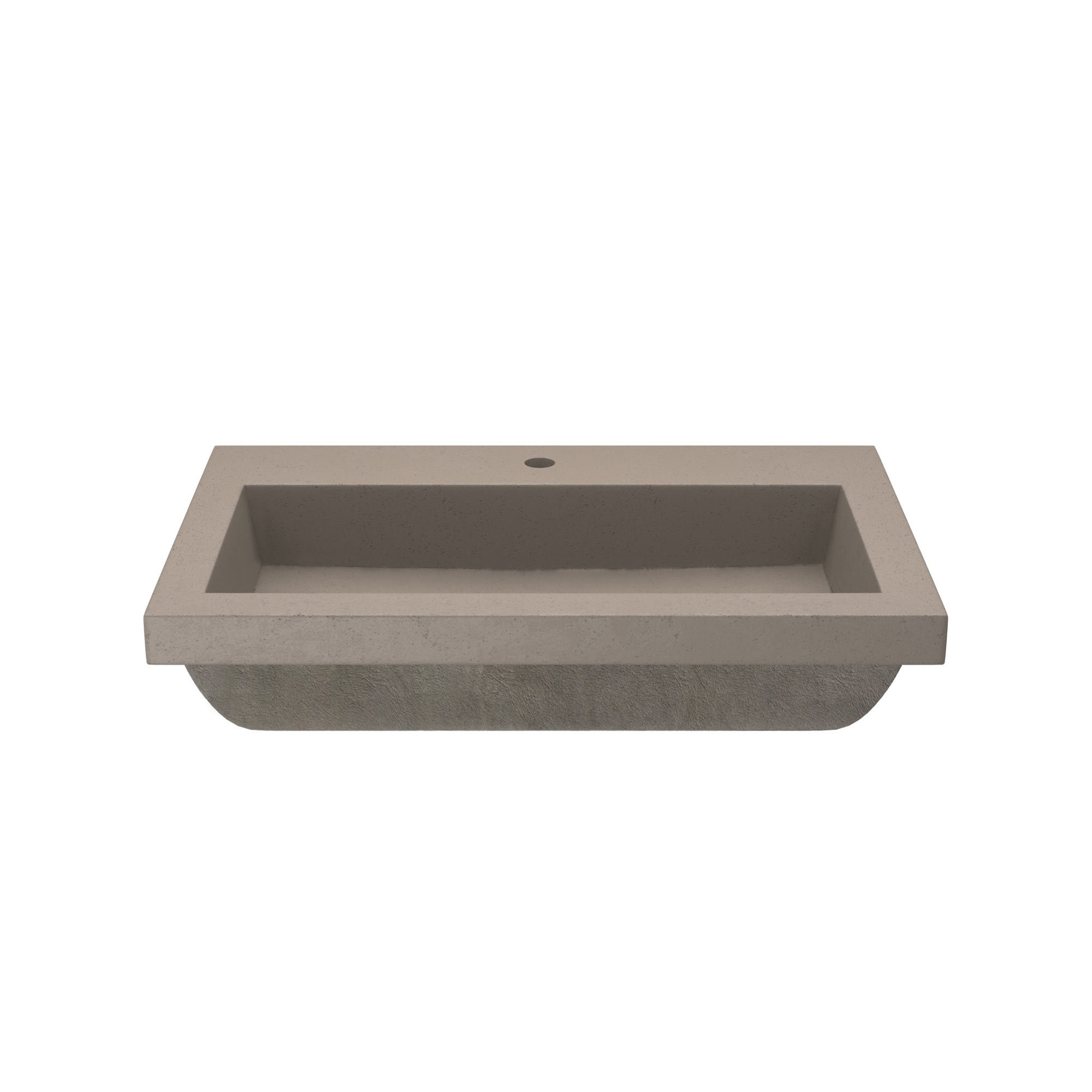 Trough Handmade Rectangular Drop-In Bathroom Sink, Earth, Single Faucet Hole