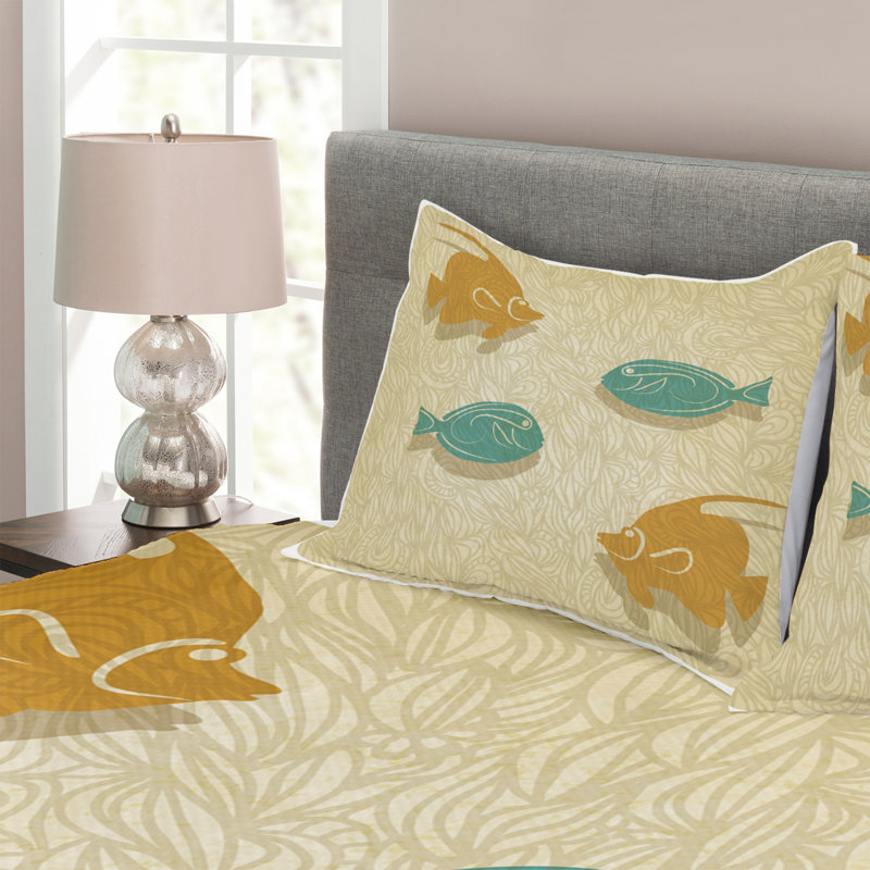 East Urban Home Bedspread with Pillow Shams, 220 x 264 cm