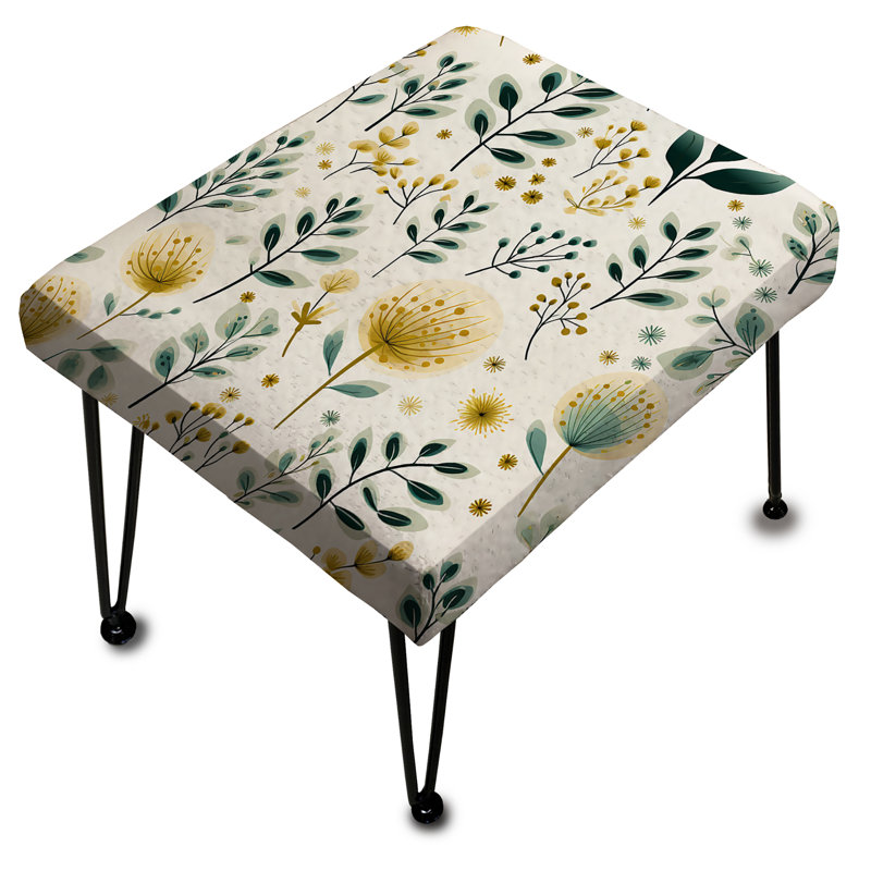 Minimaliste vert et jaune à motif floral Botanic II - Repose-pieds rectangulaire floral