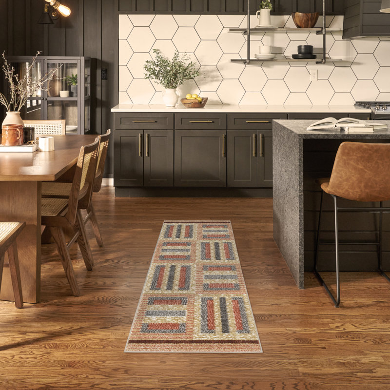 Rassow Multicolor Modern Indoor Rug, Runner 2' x 6'