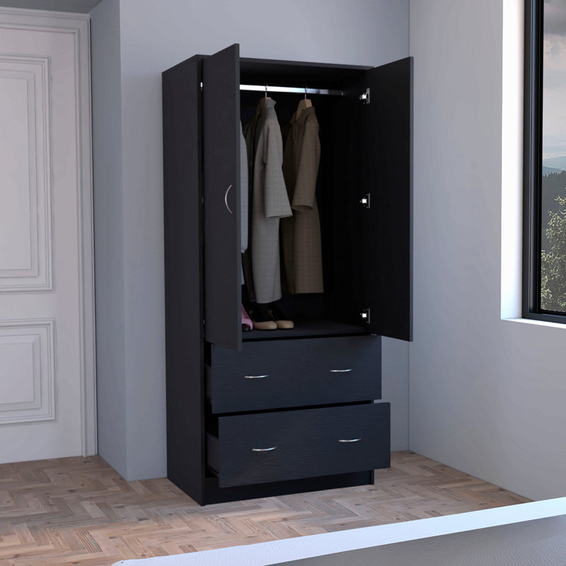 Armoire 2 portes 2 tiroirs, Black