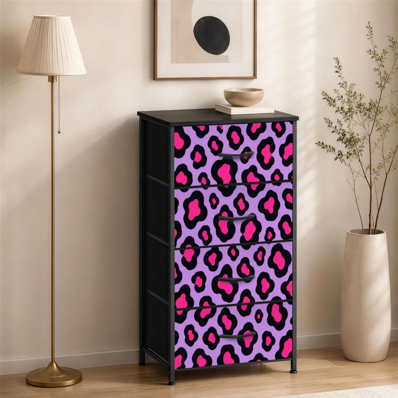 Commode 4 tiroirs pour chambre à coucher Guépard léopard à imprimé coloré et sans couture Jungle exotique petite grande commode à vêtements pour organisateurs de placard avec commode