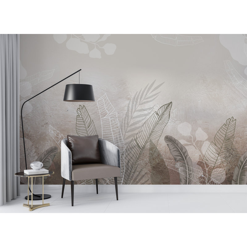 Leaf Wallpaper Floral Wall Mural, 114" L x 172" W
