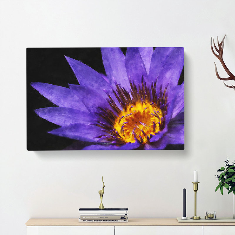 Purple Water Lily - Wrapped Canvas, 35cm H x 50cm W x 3cm D