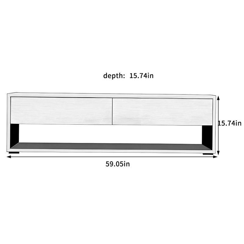 Solid Walnut TV Stand with Rounded Corners, 15.74"H x 59.05"L x 15.74"W