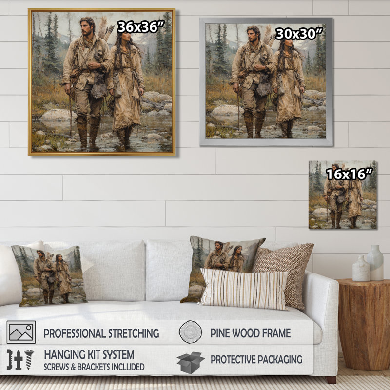 Avyaan Lewis and Clark Expedition In 1804 II - Native American Warrior, art mural, Reproduction encadrée d'une seule photo