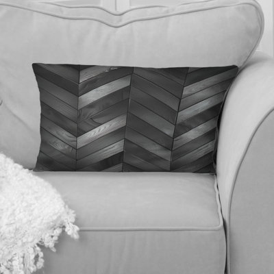 Dark Gray Herringbone I - Modern Lumbar Pillow