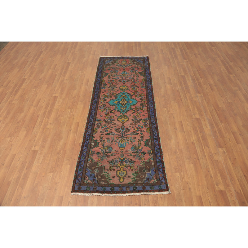 Tapis de couloir traditionnel rétro rose 3 x 9