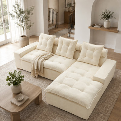 106" Chenille Sofa with Right-Hand Facing Chaise