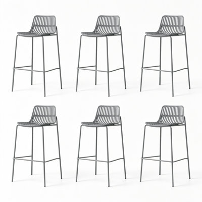 Chaise d'appoint à dossier bas gris (ensemble de 6)