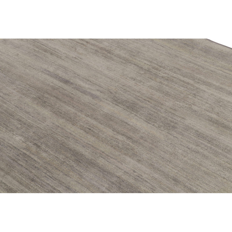 Silk Striped Area Rug in Gray/Beige/Brown/Charcoal Black