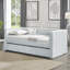 Lit de jour simple, canapé-lit rembourré, le bas se retire pour former un lit, tissu en velours côtelé rayé - gris clair (86 po x 43,5 po x 34 po)