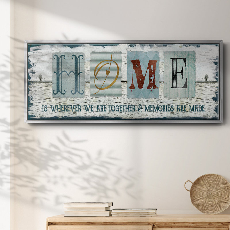 Home Wherever We- Framed Canvas, 8" H x 20" W