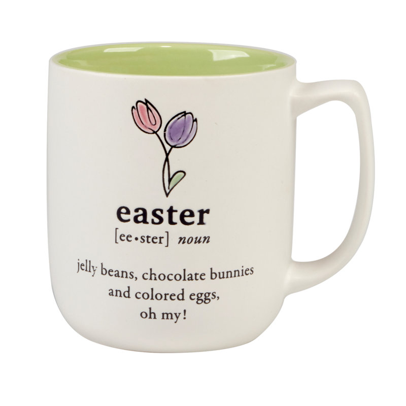 Easter Fun Pink and Green Ceramic Mug Set