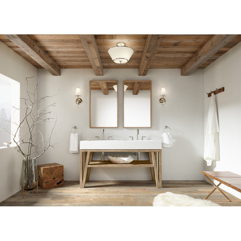 Bodo 59.63" Double Bathroom Vanity Set, Light Gray Oak
