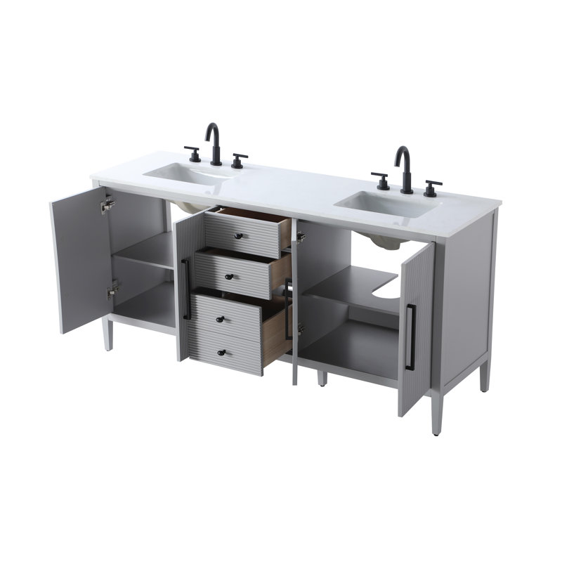 Meuble-lavabo double 72 po, Gris