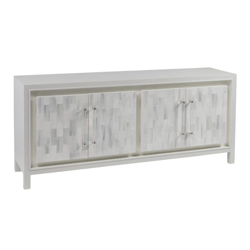 Elation Contemporary White and Gray Media Console with Cabinet
