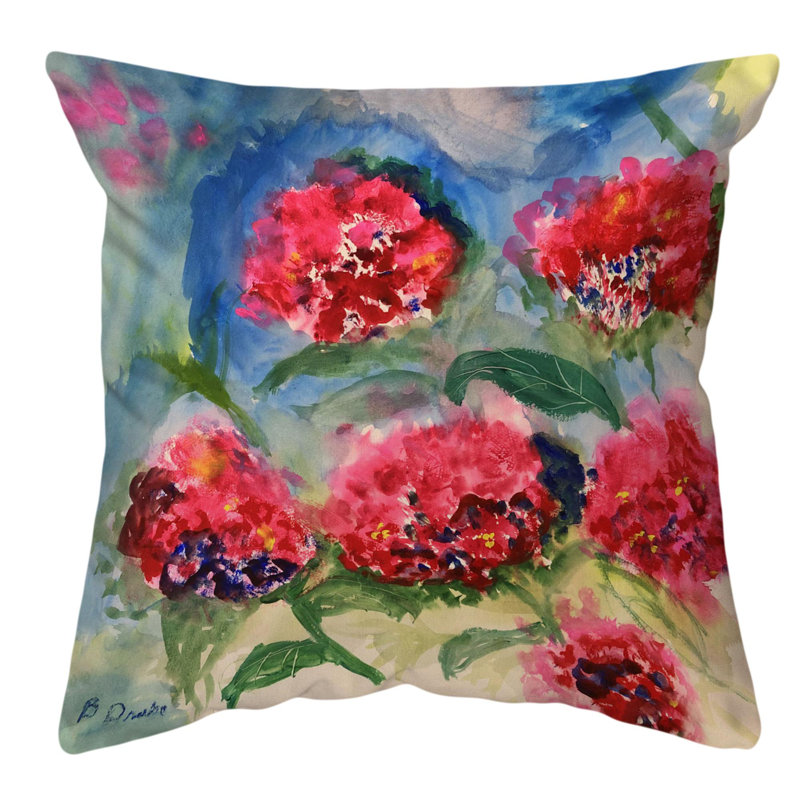 Coussin intérieur / extérieur Red Geraniums, 18 po x 18 po
