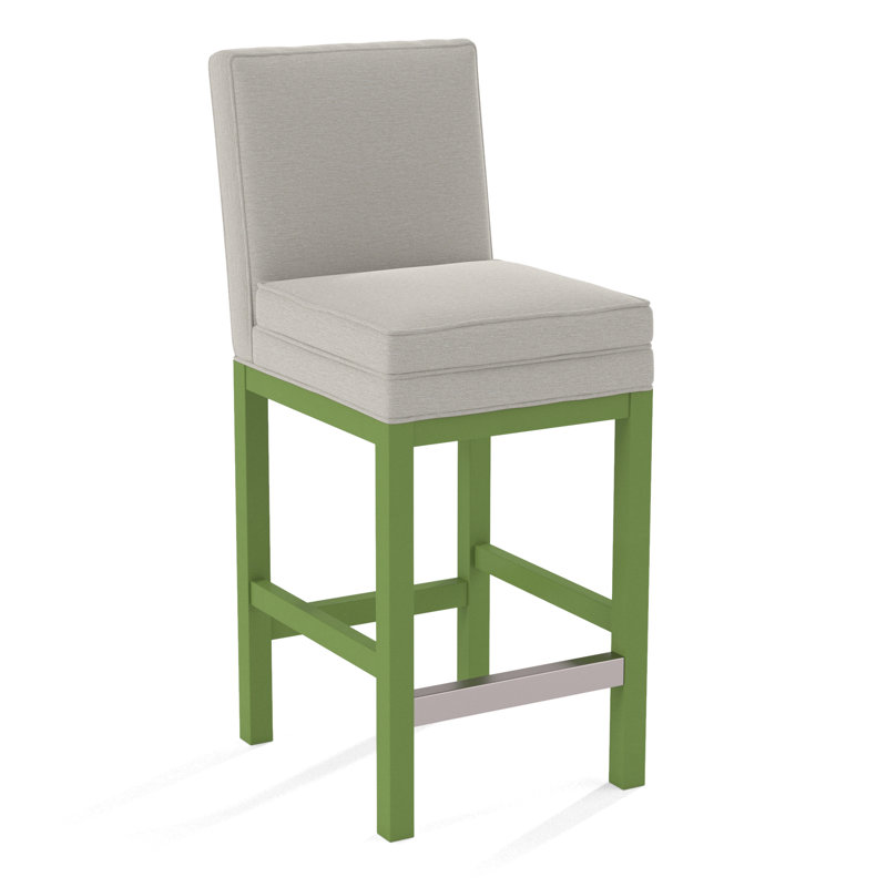 Upholstered Stool, White Performance Fabric; 0851-94, Frost White Finish
