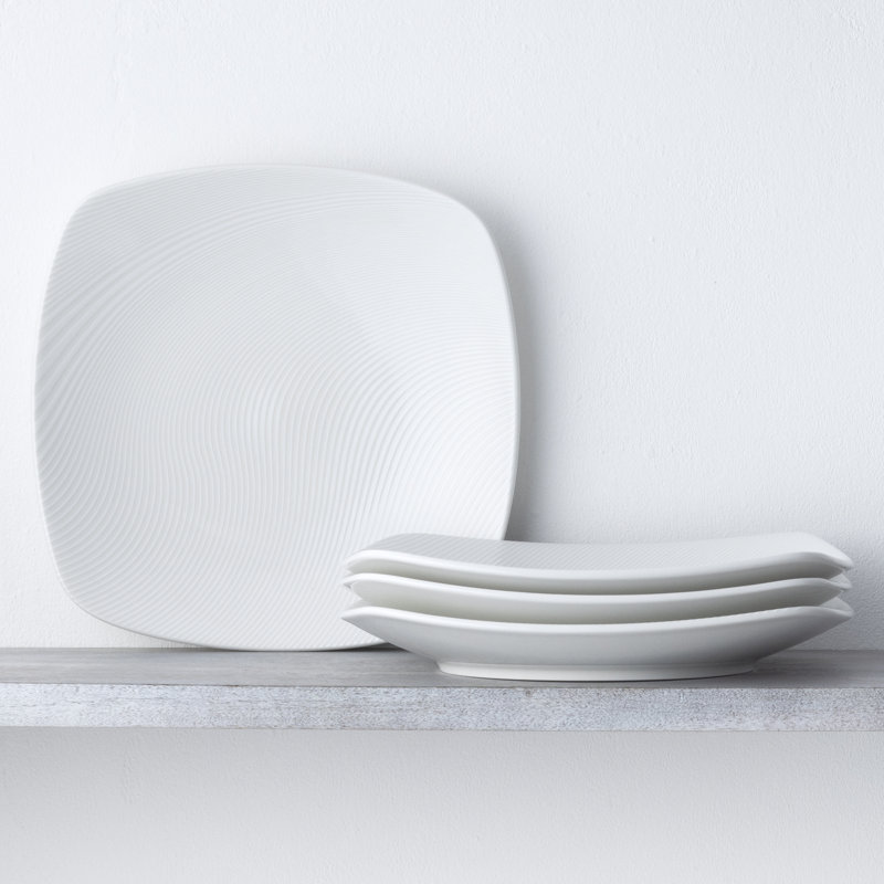 Noritake Colorscapes White-on-White Dune Square Appetizer Plates, 6-1/2"