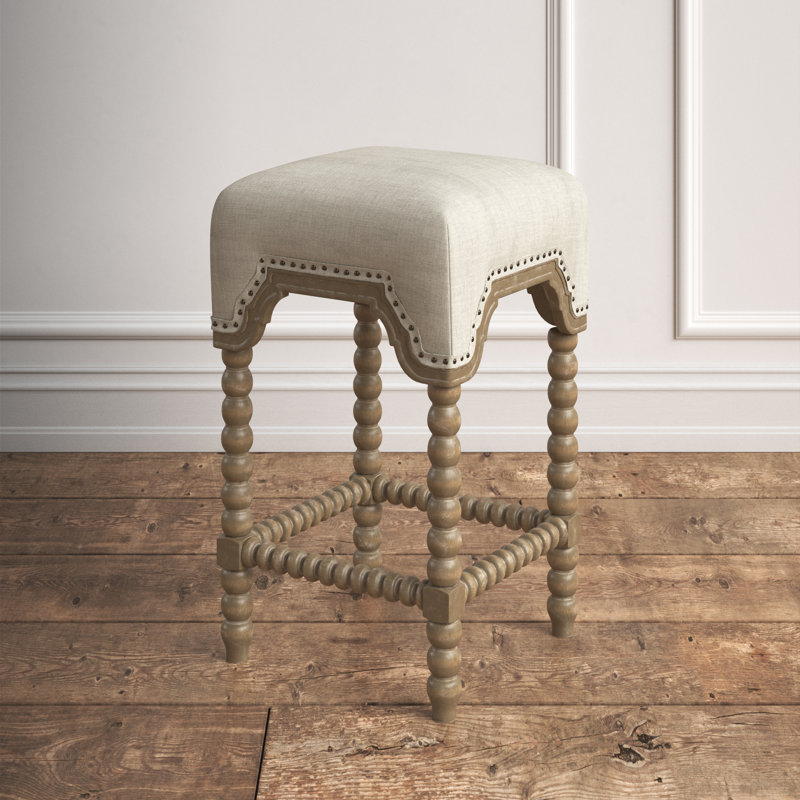 Elegant Farmhouse Grey Wood and Metal Counter Stool