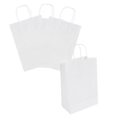 Restaurantware-Saving Nature 7.9 x 3.9 x 11.4 Inch Paper Shopping Bags, 100 Sturdy Bags With Handles - Durable, For Groceries, Gifts, Or Merchandise, White Paper Retail Handle Bag