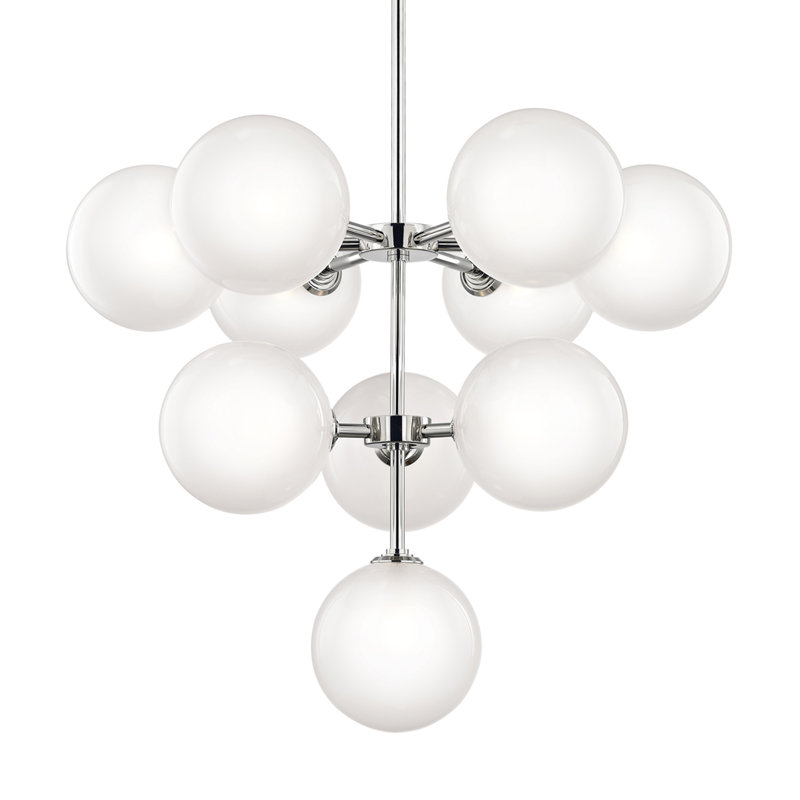 Salonko 10 - Light Tiered Chandelier, Polished Nickel