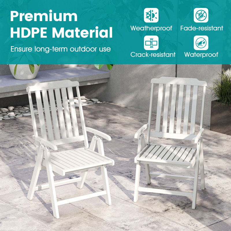 Foldable Outdoor Patio Dining Armchair, White