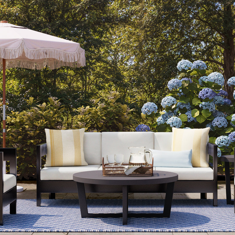 Gemmell Outdoor Sunbrella Pillow Cover & Insert, Seascape Breeze