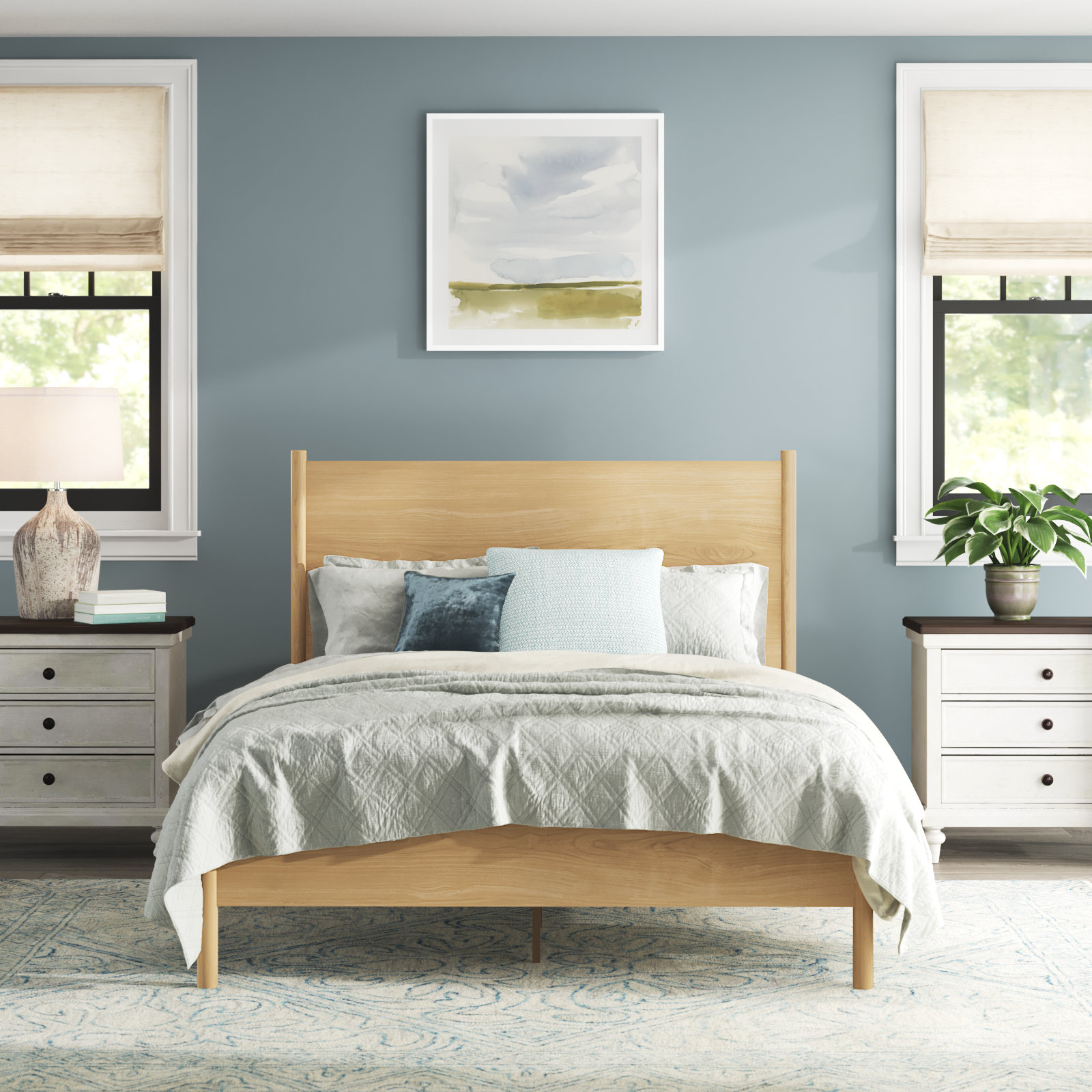 Hall Panel Bed, Light Brown, Queen