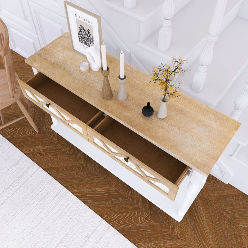 " traditional console table with 2 drawers and bottom shelf, easy assembly entryway table with classic design