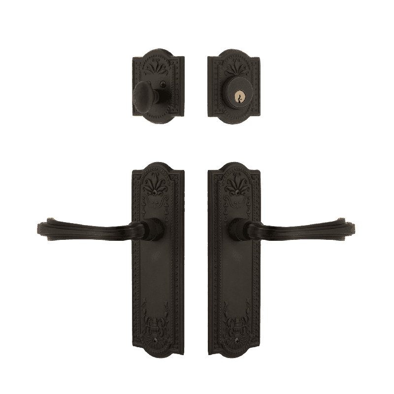 Nostalgic Warehouse Meadows Entry Set with Fleur Lever, Oil-Rubbed Bronze, 2.75