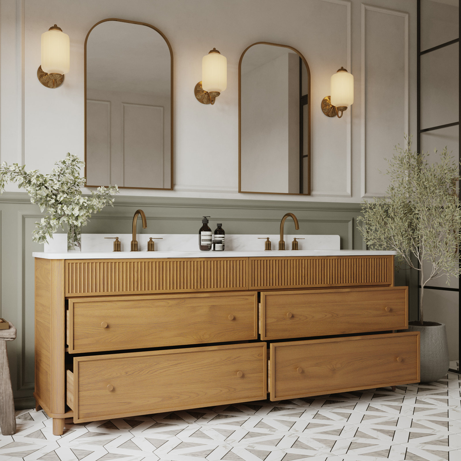 Kennedy Oak Single Bathroom Vanity, Enhanced Natural Oak, 84"