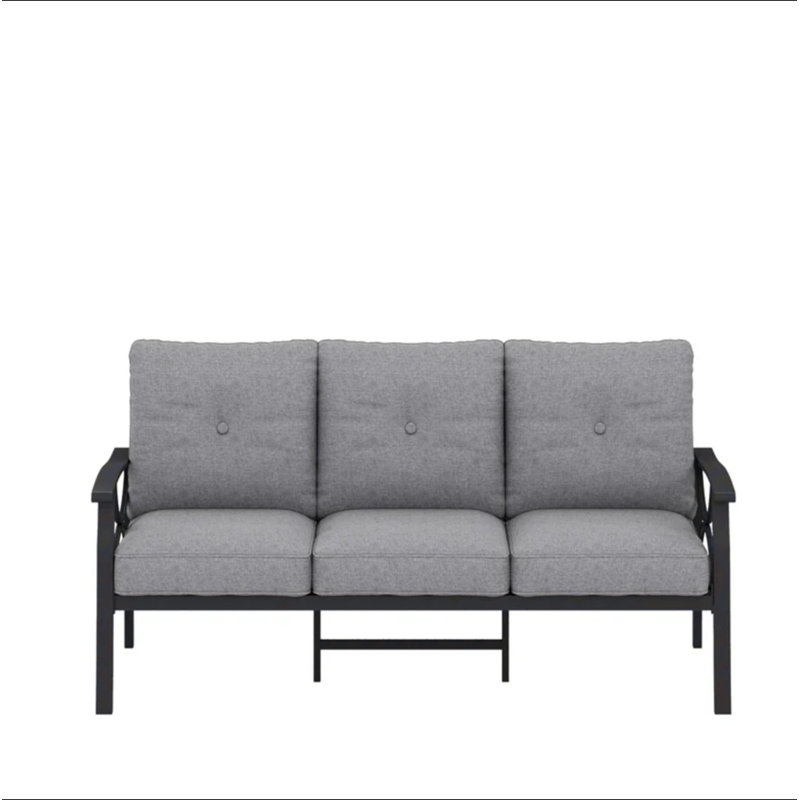 70” All-Weather Metal 3-Seat Patio Sofa, Gray