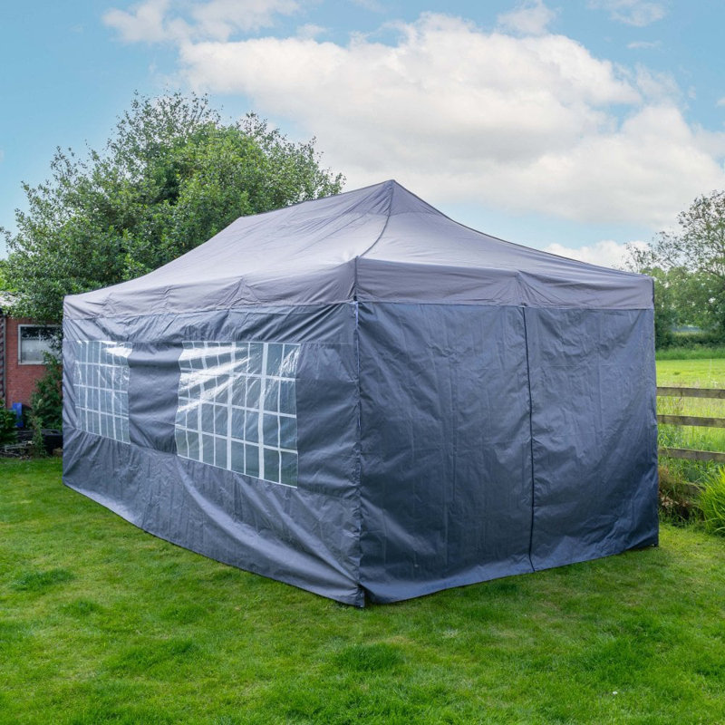 20 Ft. W x 10 Ft. D Steel Soft-top Gazebo, Dark Grey