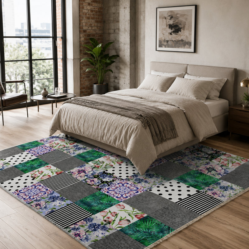 Geometric Cotton and Chenille Flatweave Area Rug, 120 x 180 cm