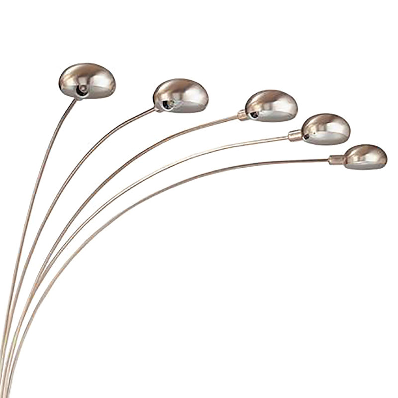 Lampe sur pied chromée et noire avec abat-jour en forme de dôme