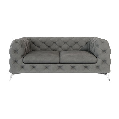 Chesterfield Sofa Bixby 2 Seater with Silver Metal Legs