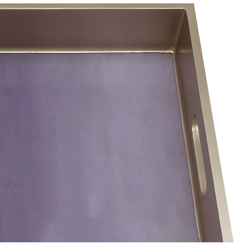 Handmade Reverse Painted Mirror Tray with Handles in Purple Ombre - Medium