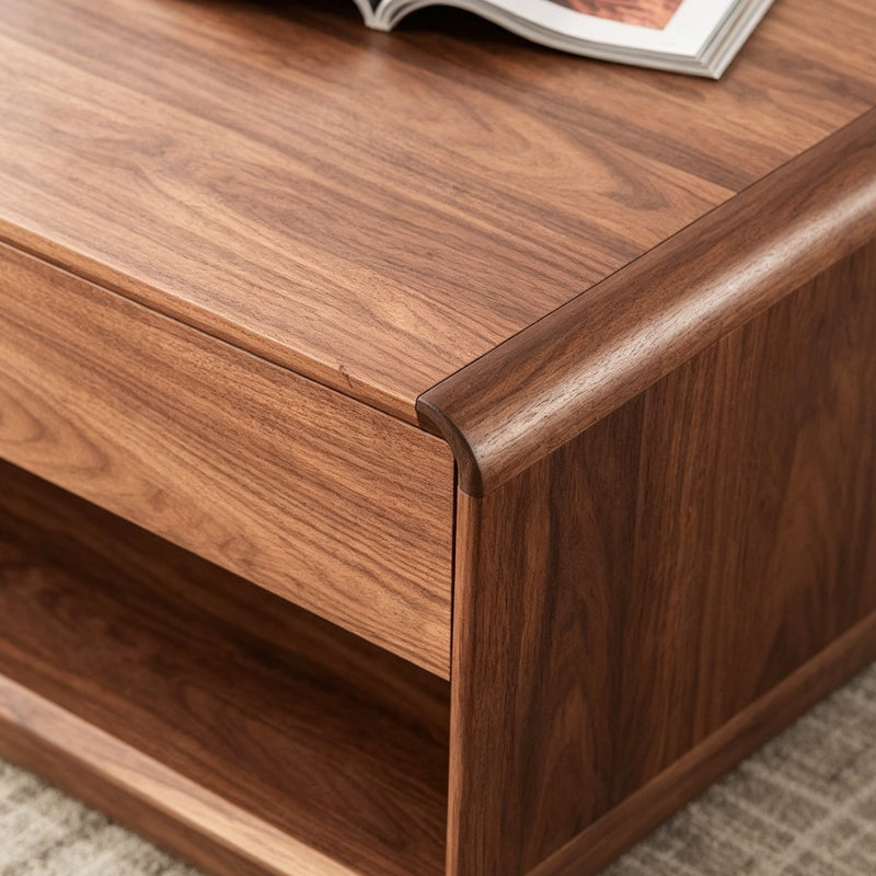 Table basse en bois massif avec 4 tiroirs Simplicity, H 18,11 po x L 51,18 po x l 27,55 po