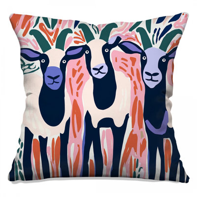 Goats Throw Pillow, Animals Double Sided Pillows