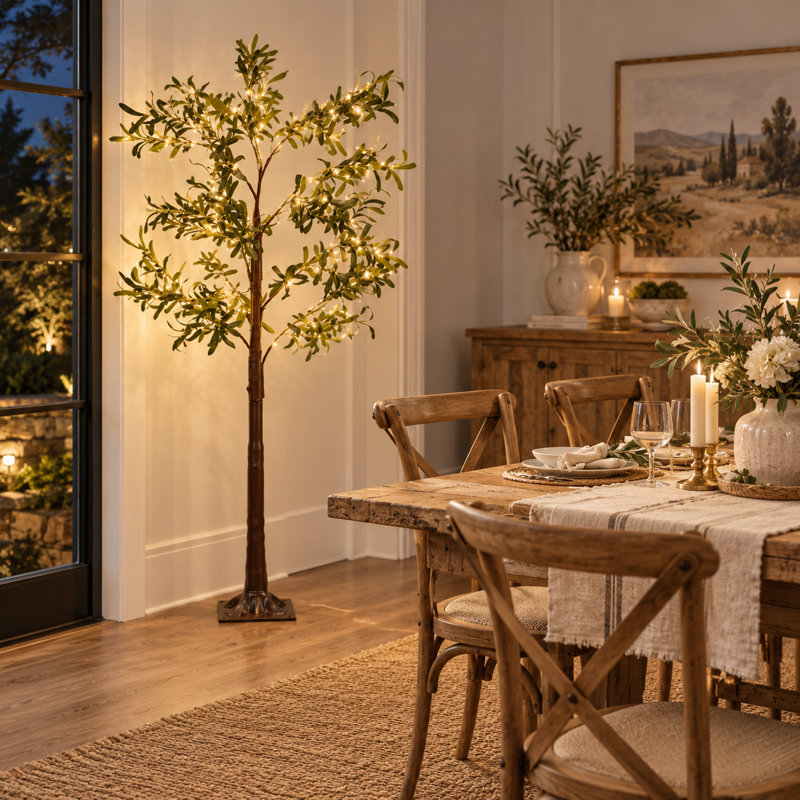 Lampe sur pied à branches artificielles à DEL 35 pouces avec tronc brun pour une ambiance de salon confortable