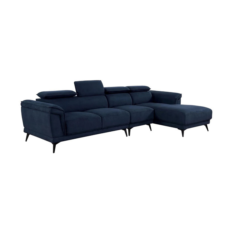Canapé modulaire contemporain l 99 po, bleu marine, Marine