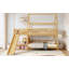 Lit superposé en forme de maison avec glissière intégrée, escalier de rangement, options de placement double, fabrication sans bruit.-74810037-74810039