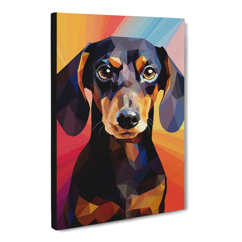 Dachshund Geometric - Wrapped Canvas, 60cm H x 40cm W x 3cm D