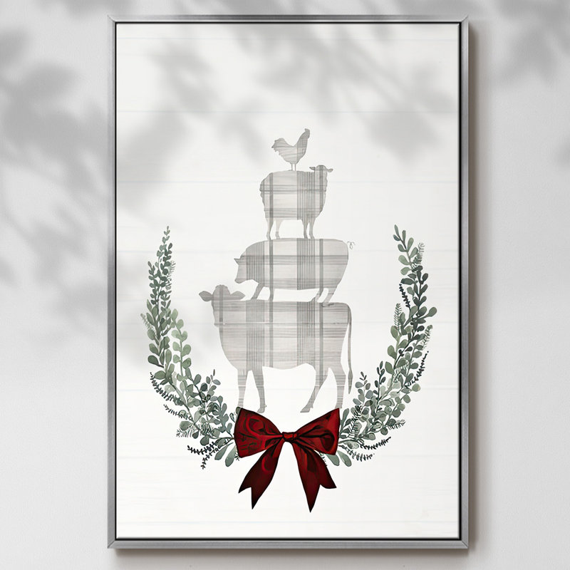 Yuletide Animals II, toile tendue avec châssis, H 25 po x l 17 po x P 1,5 po, Encadrement argenté